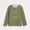 Cotton jersey long sleeve T-shirt with faux-layering and print