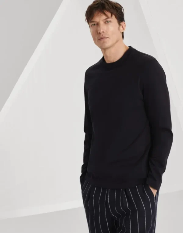 Cotton jersey long sleeve crew neck T-shirt