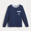 Cotton jersey long sleeve T-shirt with chest pocket and patch