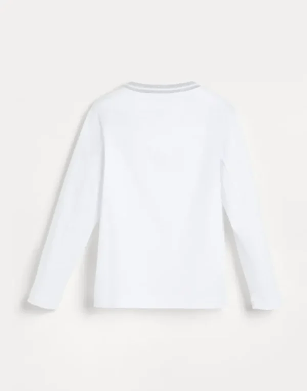 Cotton jersey long sleeve T-shirt with chest pocket and patch