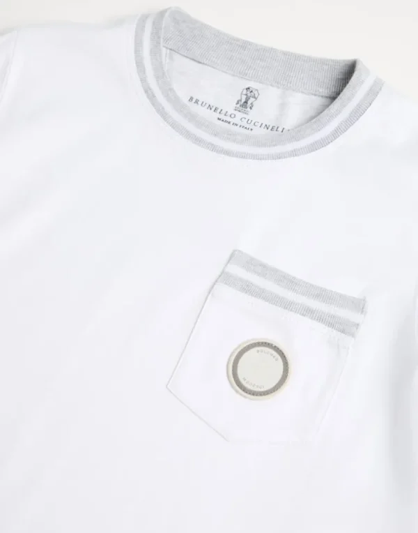 Cotton jersey long sleeve T-shirt with chest pocket and patch