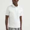 Cotton jersey polo with shirt-style collar