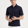 Cotton jersey polo with shirt-style collar