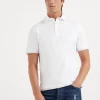 Cotton jersey polo with shirt-style collar and faux-layering