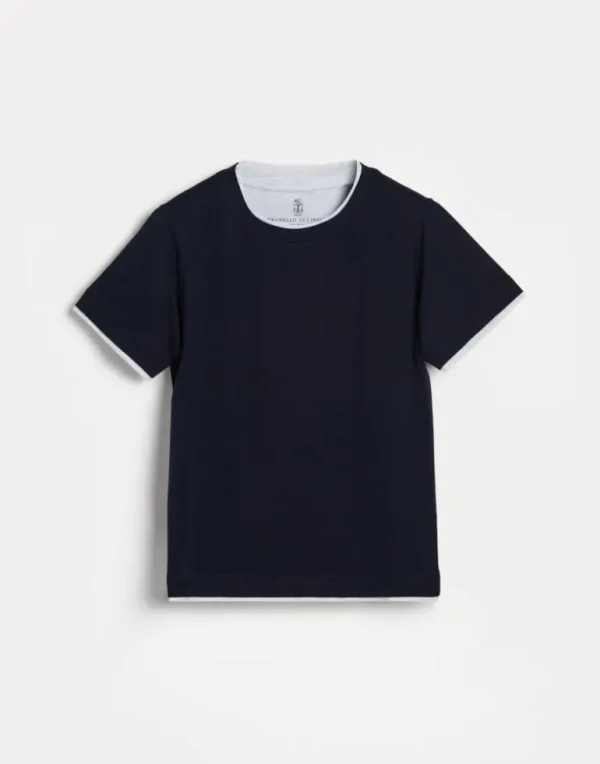 Cotton jersey T-shirt with faux-layering