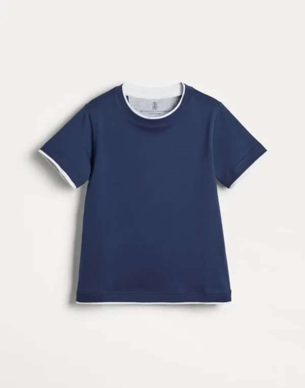 Cotton jersey T-shirt with faux-layering