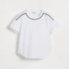 Cotton jersey T-shirt with piping and monili