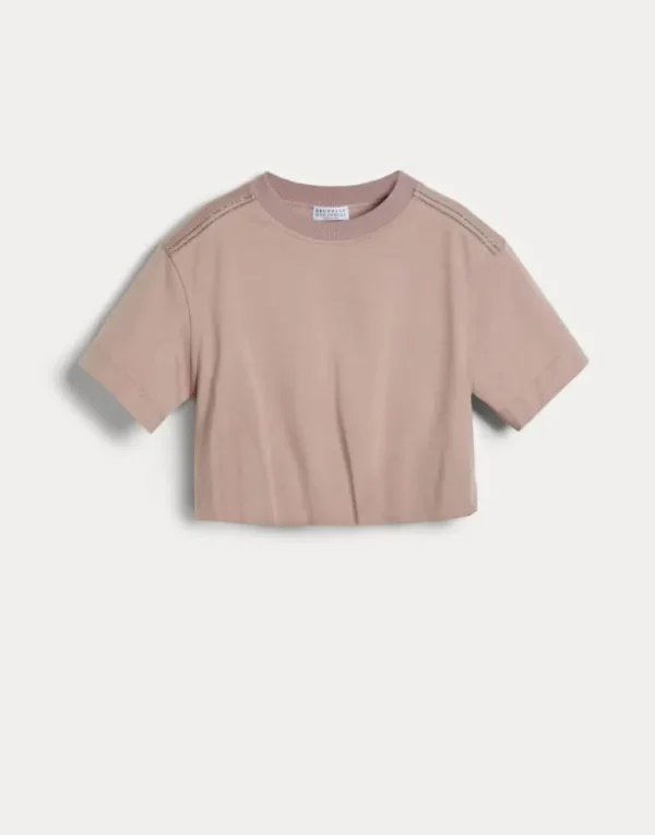 Cotton jersey T-shirt with monili