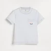 Cotton jersey T-shirt with surf print and chest pocket