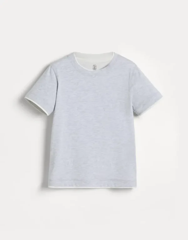 Cotton jersey T-shirt with faux-layering