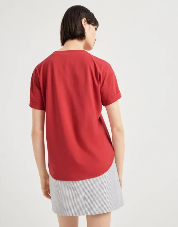 Cotton jersey T-shirt with shiny pocket detail