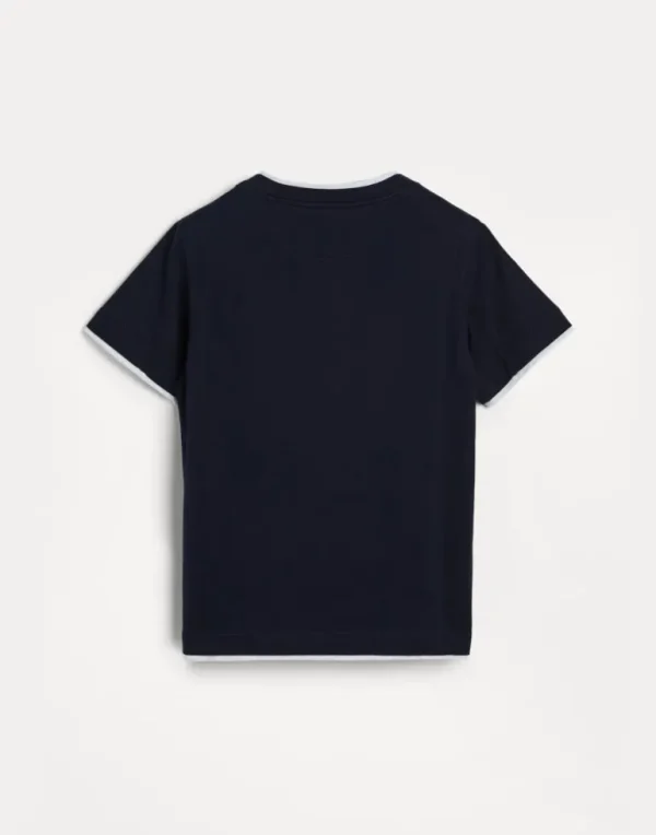 Cotton jersey T-shirt with faux-layering