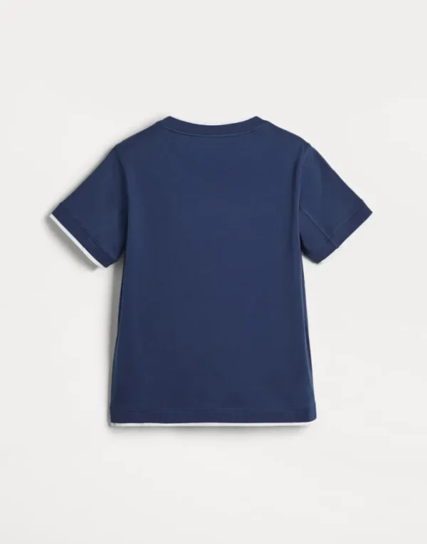 Cotton jersey T-shirt with faux-layering