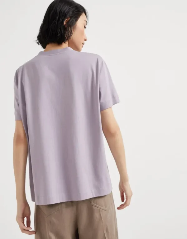 Cotton jersey T-shirt with shiny pocket detail