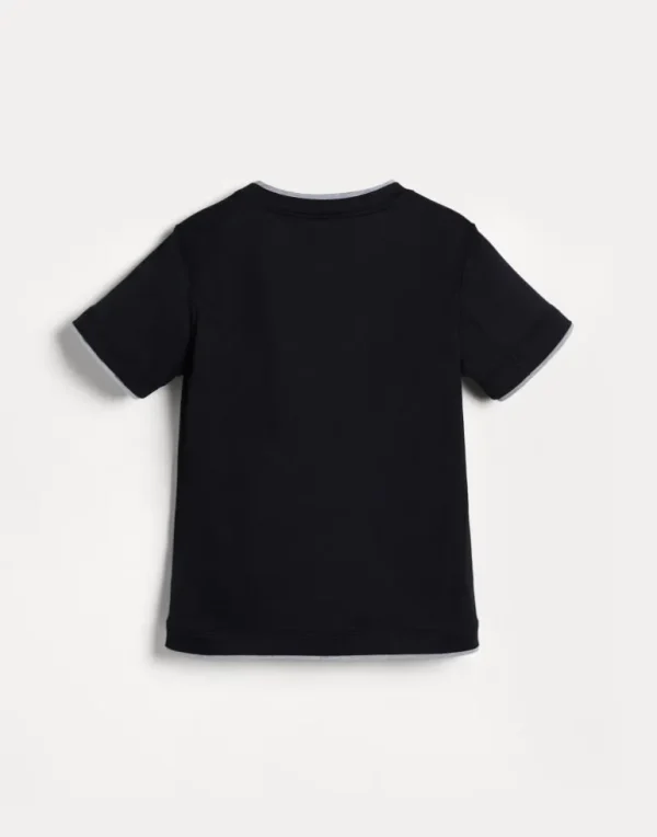 Cotton jersey T-shirt with faux-layering