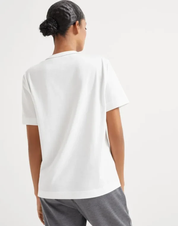 Cotton jersey T-shirt with monili