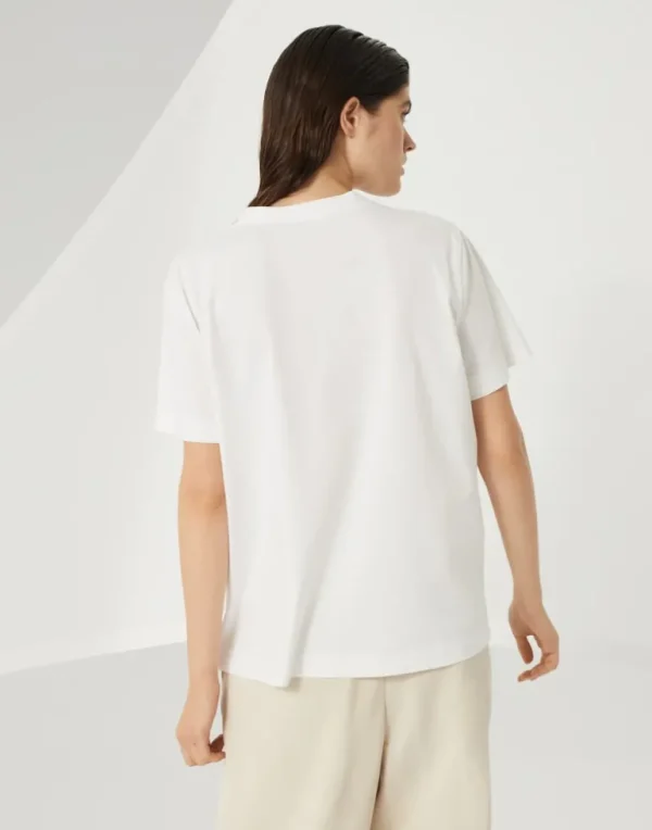 Cotton jersey T-shirt with shiny pocket detail