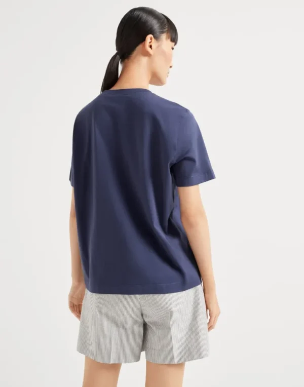 Cotton jersey T-shirt with shiny pocket detail