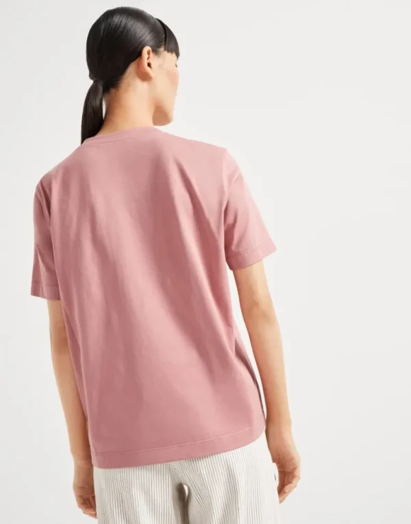 Cotton jersey T-shirt with shiny pocket detail