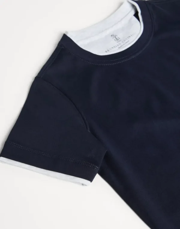 Cotton jersey T-shirt with faux-layering