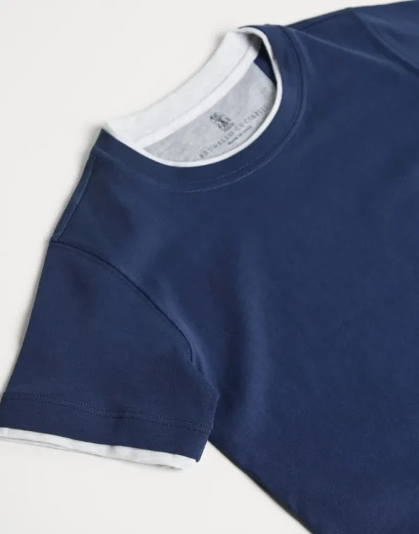 Cotton jersey T-shirt with faux-layering