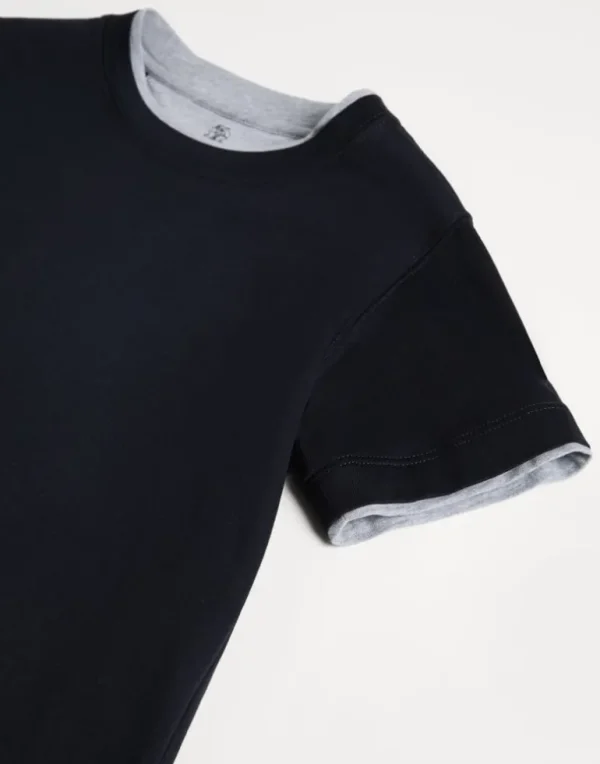 Cotton jersey T-shirt with faux-layering