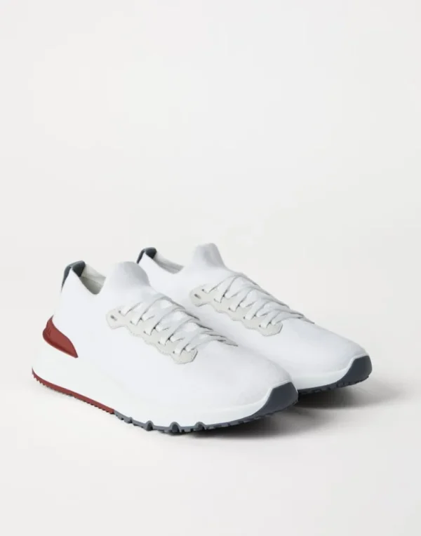 Cotton knit and semi-polished calfskin runners