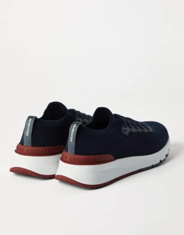 Cotton knit and semi-polished calfskin runners