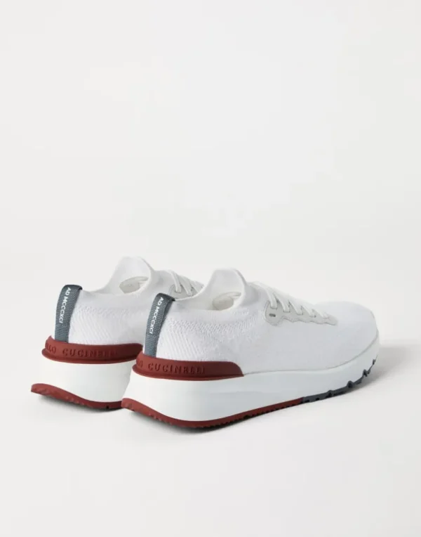 Cotton knit and semi-polished calfskin runners