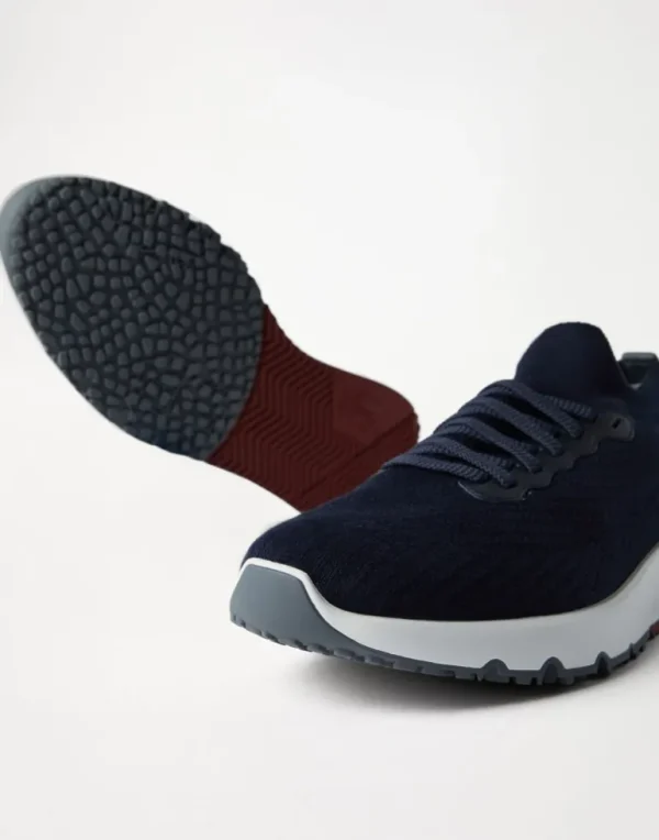 Cotton knit and semi-polished calfskin runners