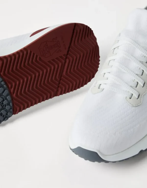 Cotton knit and semi-polished calfskin runners