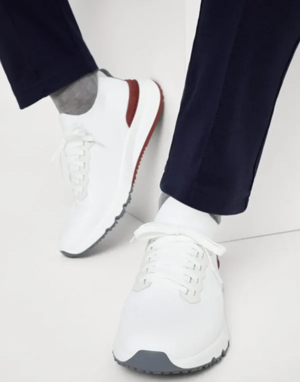 Cotton knit and semi-polished calfskin runners