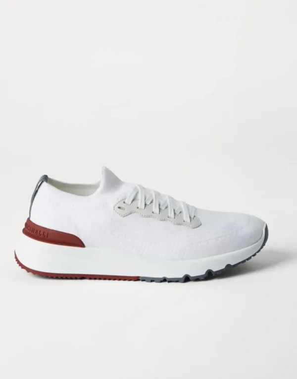 Cotton knit and semi-polished calfskin runners