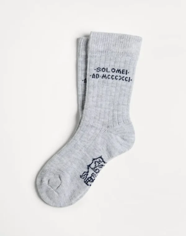 Cotton knit socks with intarsia