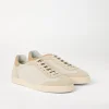 Cotton knit, washed suede and soft calfskin sneakers