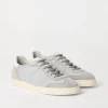 Cotton knit, washed suede and soft calfskin sneakers