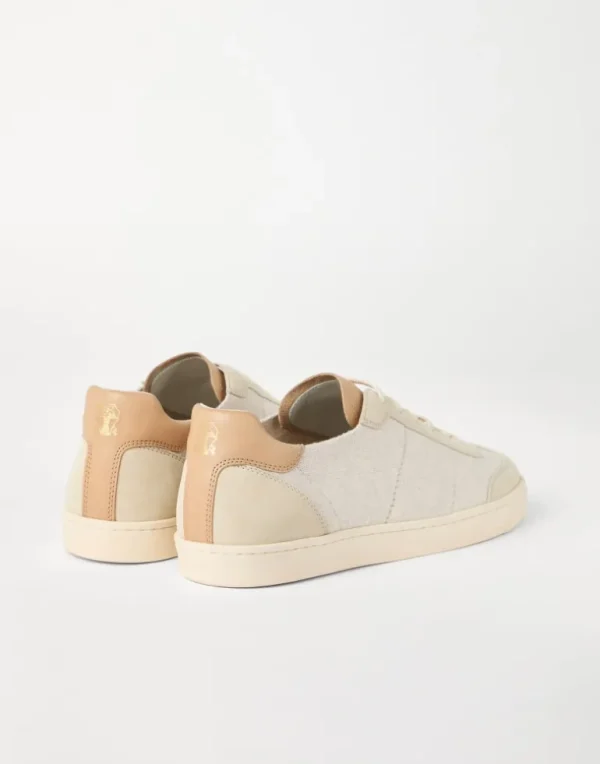 Cotton knit, washed suede and soft calfskin sneakers