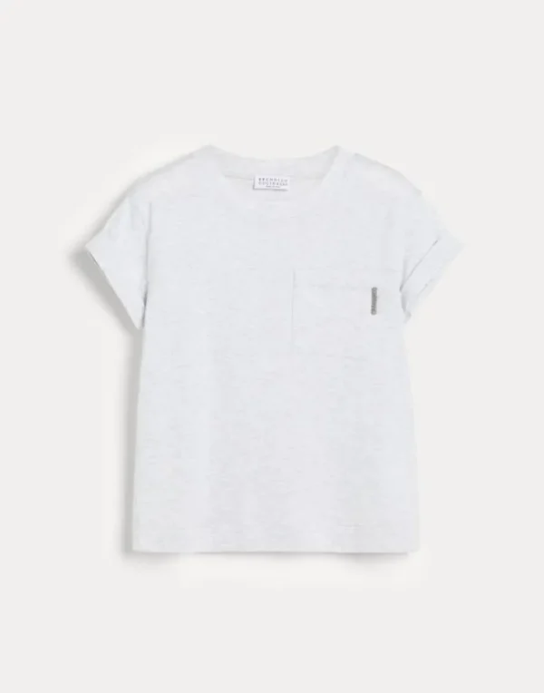 Cotton lightweight jersey T-shirt with monili