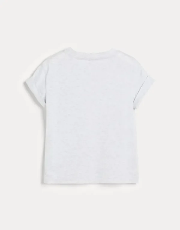 Cotton lightweight jersey T-shirt with monili