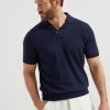 Cotton lightweight knit polo with camp collar