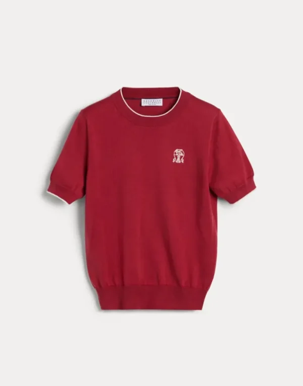 Cotton lightweight knit T-shirt with logo