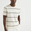 Cotton lightweight knit T-shirt with stripes