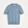 Cotton lightweight knit T-shirt with logo