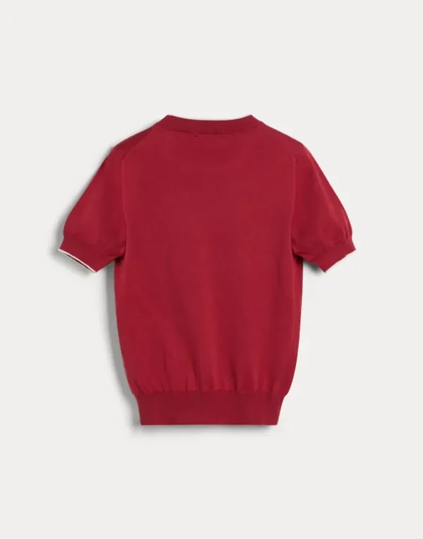 Cotton lightweight knit T-shirt with logo