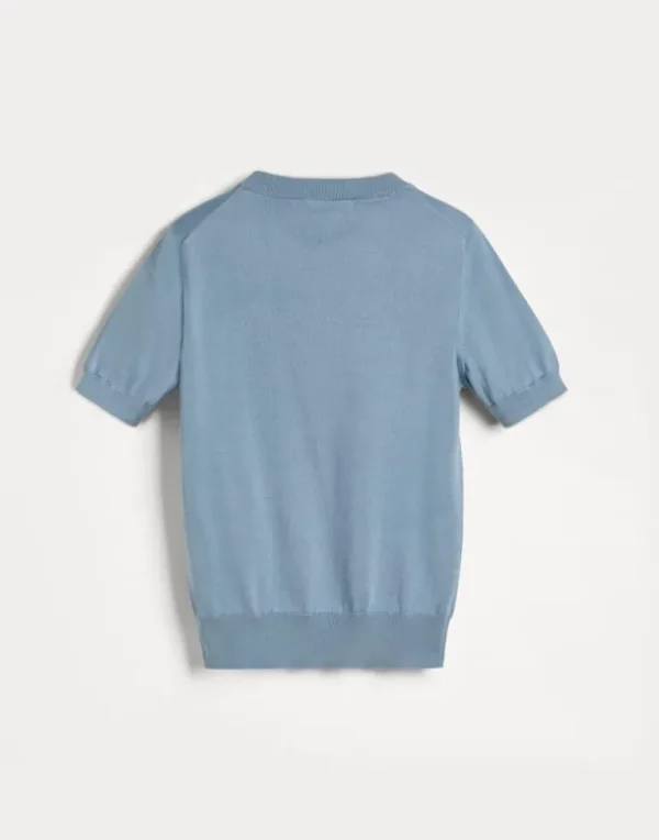 Cotton lightweight knit T-shirt with logo