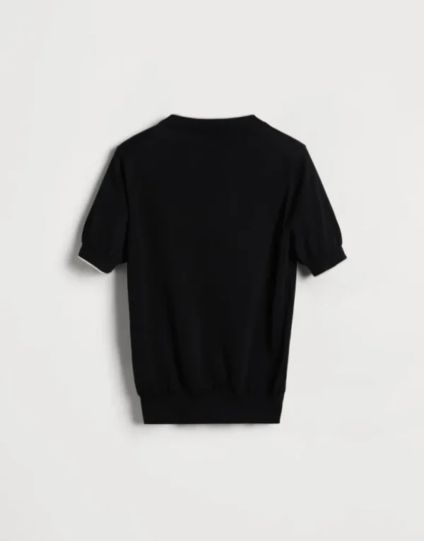 Cotton lightweight knit T-shirt with logo