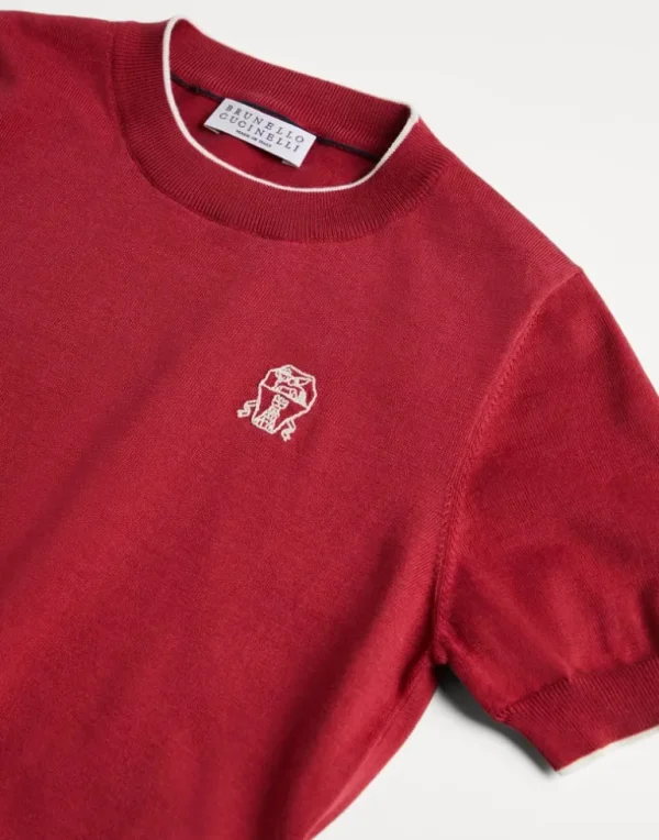 Cotton lightweight knit T-shirt with logo