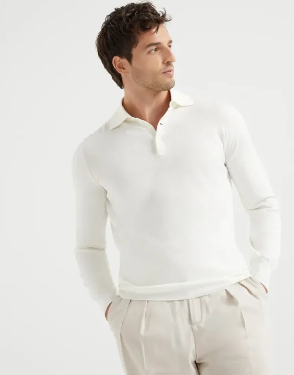 Cotton lightweight polo-style sweater