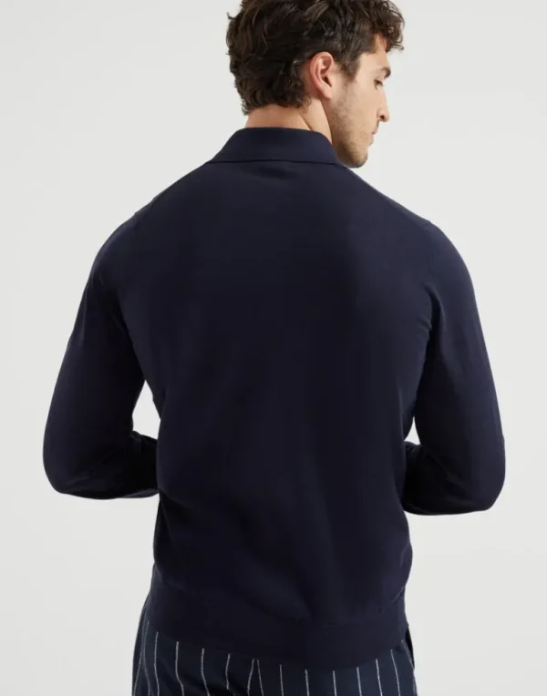 Cotton lightweight polo-style sweater