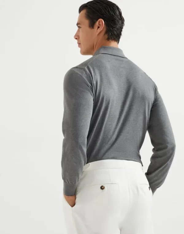 Cotton lightweight polo-style sweater